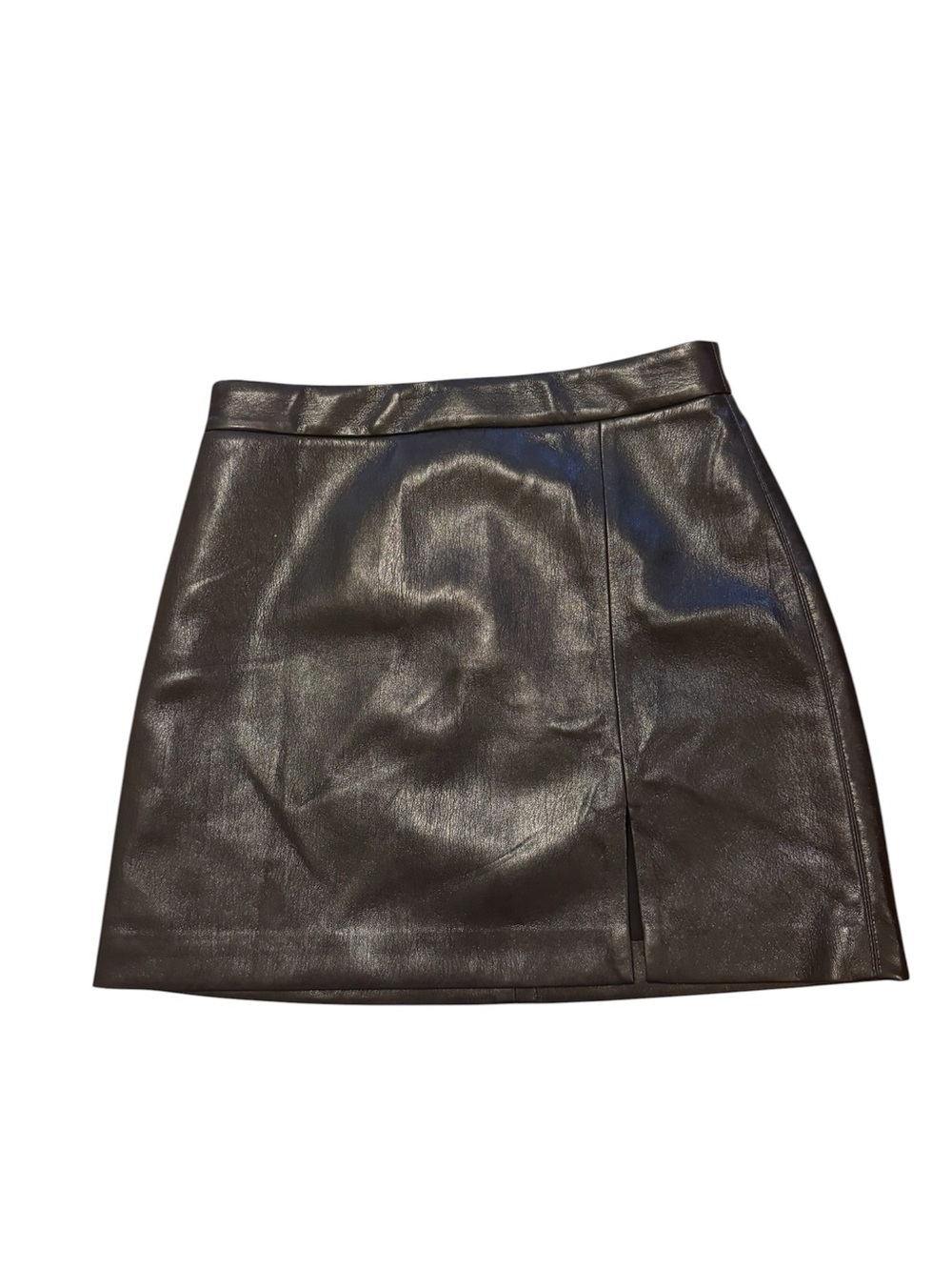 Wilfred Black Faux Leather Mini Skirt with Front size 6 like new